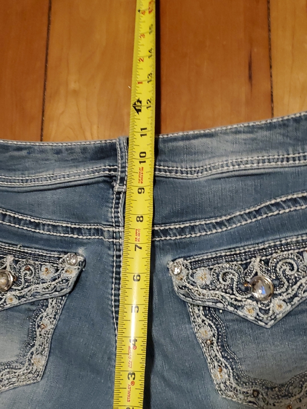 Apt. 9  Beautifully Embelished Women's Light Blue Flare Jeans - Picture 10 of 15